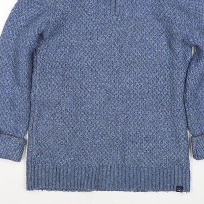 Fat Face Women’s Blue S Chunky Knit 1/4 Zip High Neck Jumper