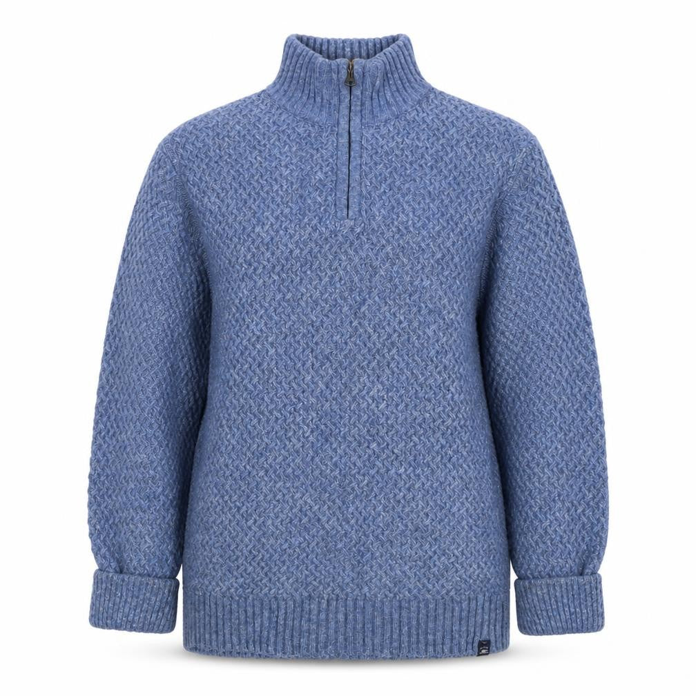 Fat Face Women’s Blue S Chunky Knit 1/4 Zip High Neck Jumper