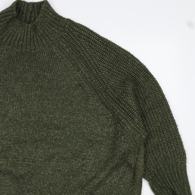 Next Women Green XL UK 22 High Neck Raglan Knit Jumper