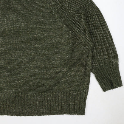Next Women Green XL UK 22 High Neck Raglan Knit Jumper