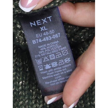 Next Women Green XL UK 22 High Neck Raglan Knit Jumper
