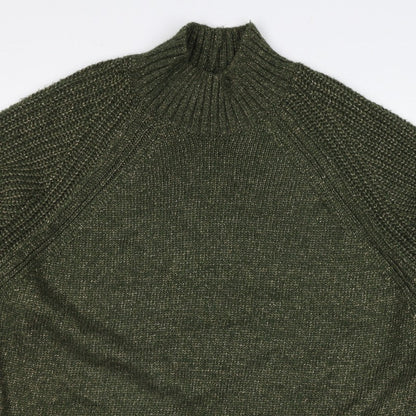 Next Women Green XL UK 22 High Neck Raglan Knit Jumper