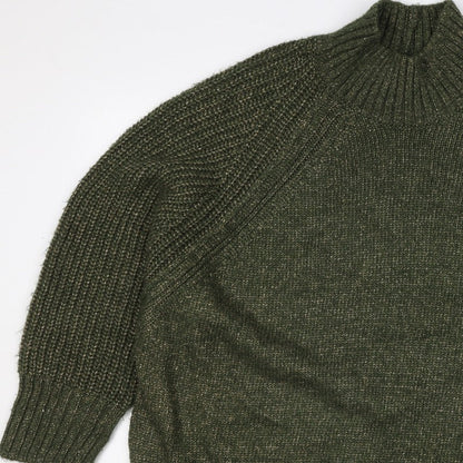 Next Women Green XL UK 22 High Neck Raglan Knit Jumper