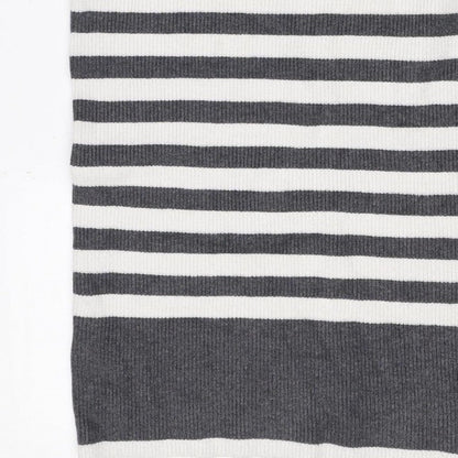 Marks & Spencer Women Grey Stripe Knit Pencil Mini Skirt M