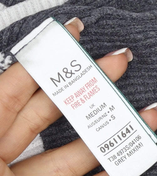 Marks & Spencer Women Grey Stripe Knit Pencil Mini Skirt M