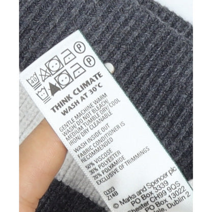 Marks & Spencer Women Grey Stripe Knit Pencil Mini Skirt M