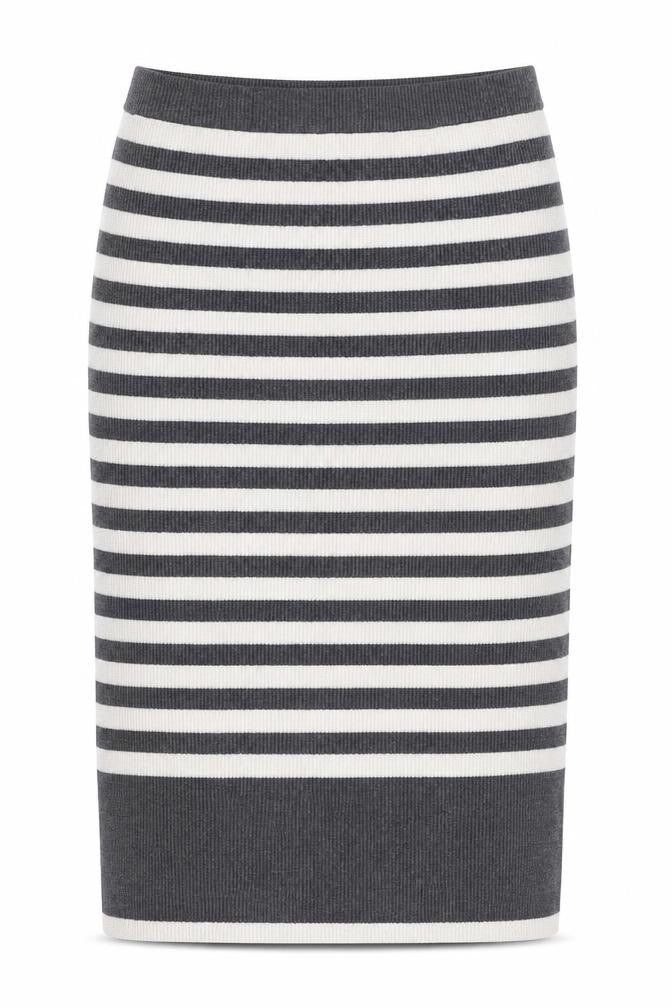 Marks & Spencer Women Grey Stripe Knit Pencil Mini Skirt M
