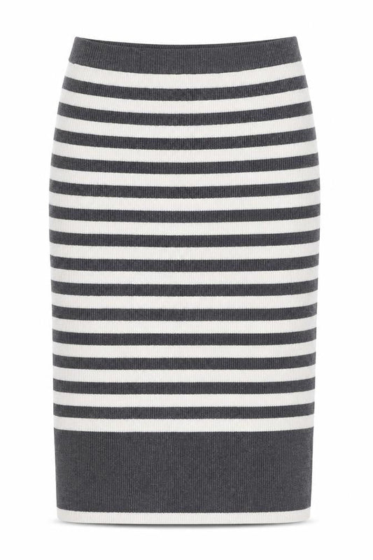 Marks & Spencer Women Grey Stripe Knit Pencil Mini Skirt M