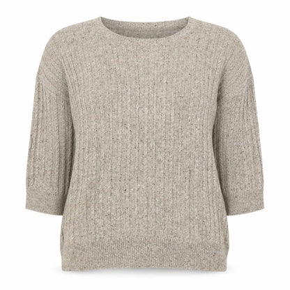 MNG Basics Women Beige XS Cable-Knit Button Shoulder Pullover Jumper