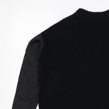 La Redoute Women Black M Mock Neck Knit Jumper Quilted Long Sleeve