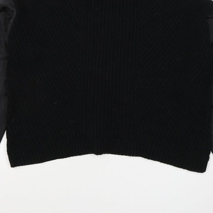 La Redoute Women Black M Mock Neck Knit Jumper Quilted Long Sleeve