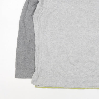 White Stuff Women Grey UK 12 Colour Block Crew Neck Knit Jumper
