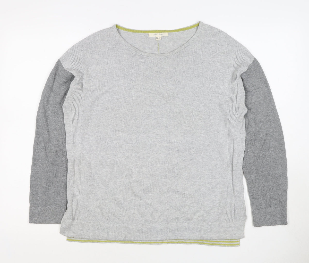White Stuff Women Grey UK 12 Colour Block Crew Neck Knit Jumper