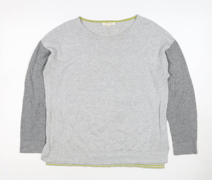 White Stuff Women Grey UK 12 Colour Block Crew Neck Knit Jumper