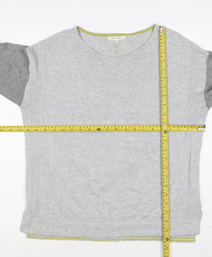 White Stuff Women Grey UK 12 Colour Block Crew Neck Knit Jumper