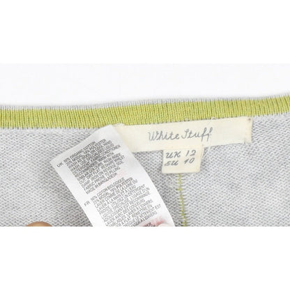White Stuff Women Grey UK 12 Colour Block Crew Neck Knit Jumper