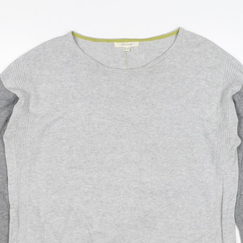 White Stuff Women Grey UK 12 Colour Block Crew Neck Knit Jumper