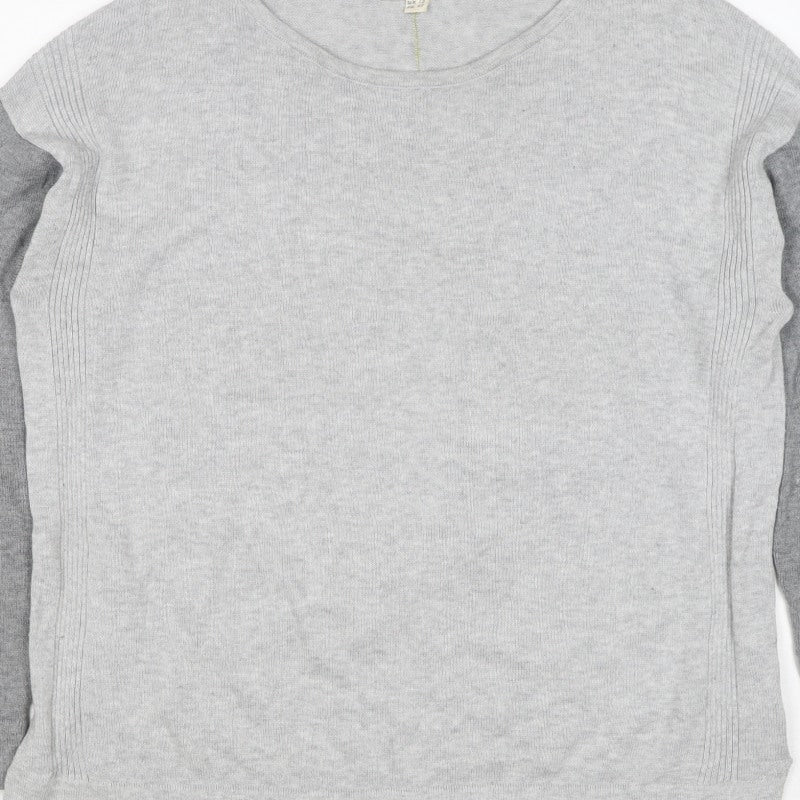 White Stuff Women Grey UK 12 Colour Block Crew Neck Knit Jumper