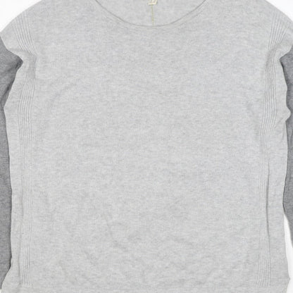 White Stuff Women Grey UK 12 Colour Block Crew Neck Knit Jumper