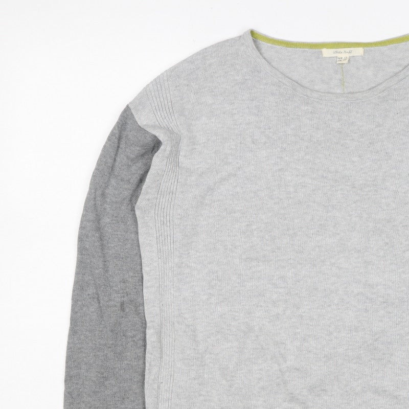 White Stuff Women Grey UK 12 Colour Block Crew Neck Knit Jumper