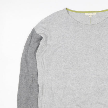 White Stuff Women Grey UK 12 Colour Block Crew Neck Knit Jumper