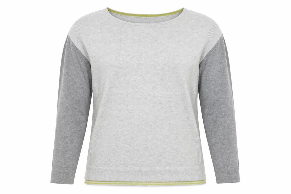 White Stuff Women Grey UK 12 Colour Block Crew Neck Knit Jumper