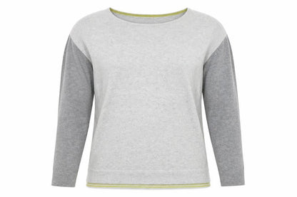 White Stuff Women Grey UK 12 Colour Block Crew Neck Knit Jumper
