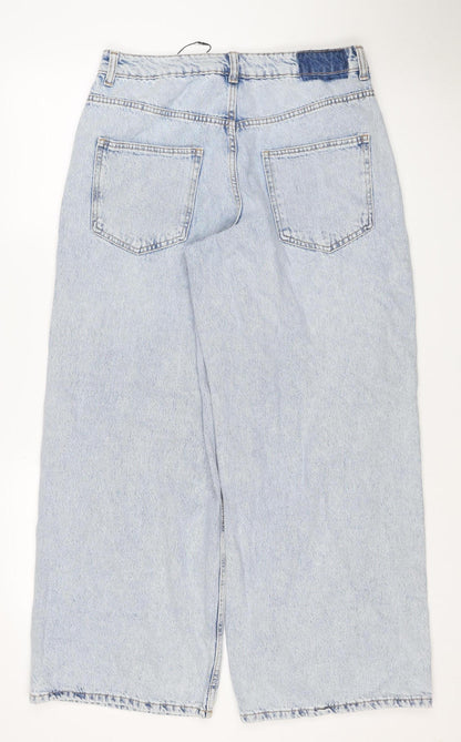 Primark Women Blue UK 12 High Rise Distressed Straight Jeans