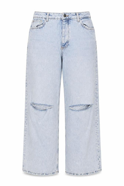 Primark Women Blue UK 12 High Rise Distressed Straight Jeans