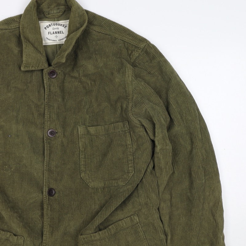 Portuguese Flannel Unisex Green L Corduroy Button Jacket