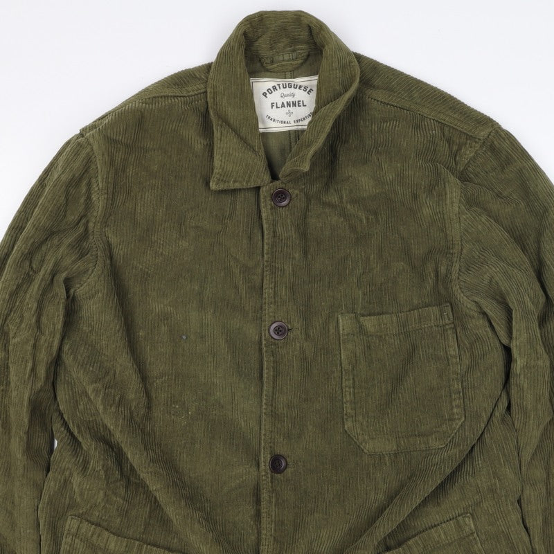Portuguese Flannel Unisex Green L Corduroy Button Jacket