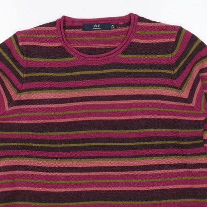 Isle Essentials Women’s Multicoloured Striped Knit Jumper M Pullover