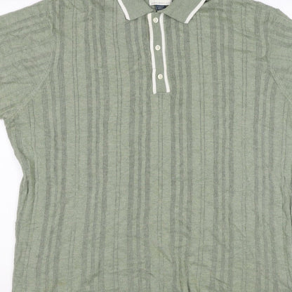 American Eagle Men Green XL Textured Knit Short Sleeve Polo Shirt