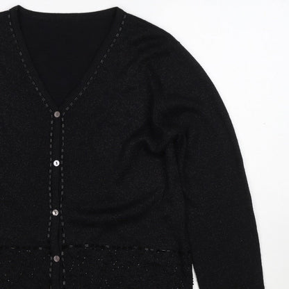Marks and Spencer Women’s Black UK 14 V-Neck Button Knit Cardigan