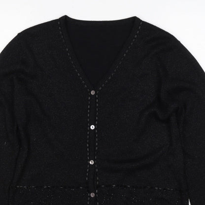 Marks and Spencer Women’s Black UK 14 V-Neck Button Knit Cardigan