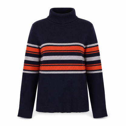 Louche Women’s Multicoloured UK 14 Striped Roll Neck Knit Jumper
