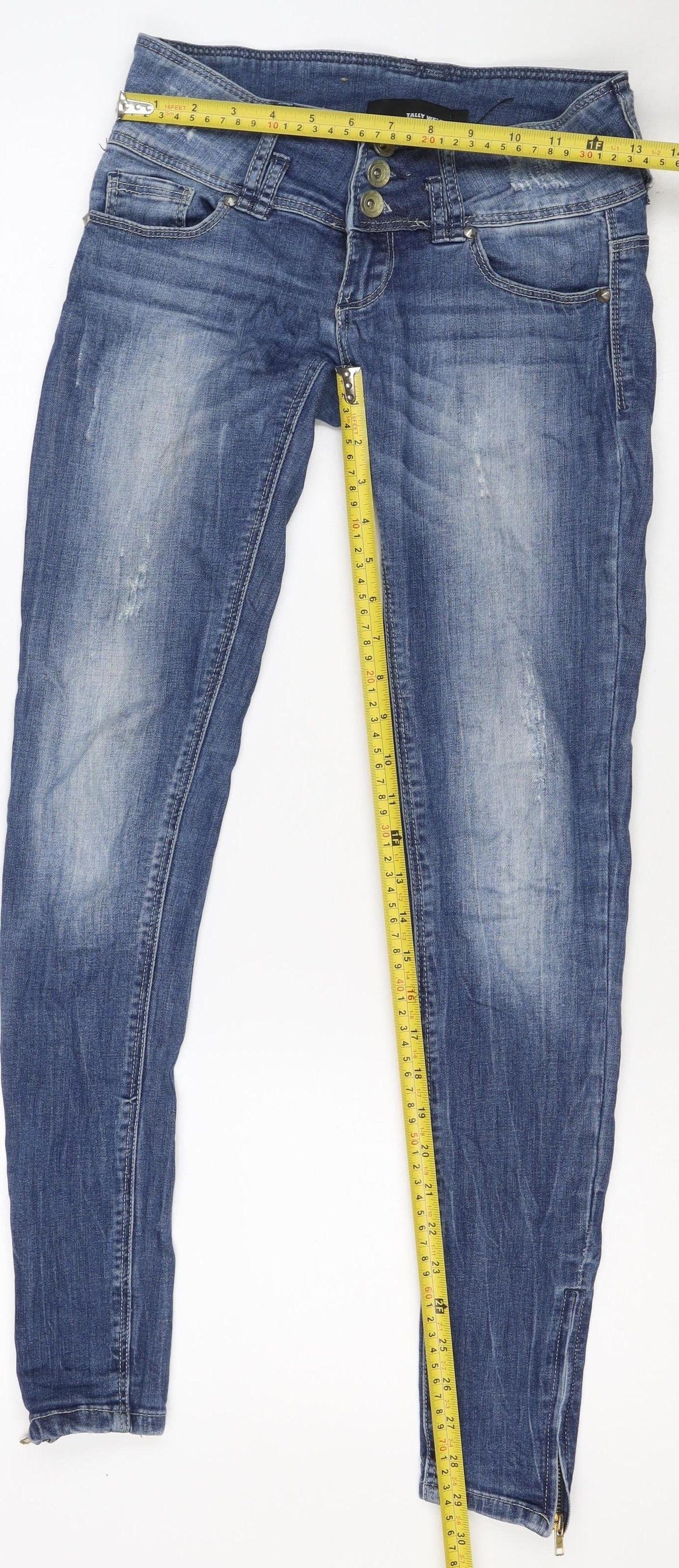 Tally Weijl Women’s Blue UK 6 High Rise Skinny Jeans Ankle Zip