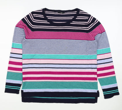 M&Co Women’s Multicoloured Striped Viscose Knit Pullover Jumper UK 14 Petite