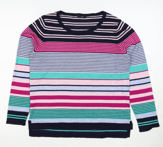M&Co Women’s Multicoloured Striped Viscose Knit Pullover Jumper UK 14 Petite