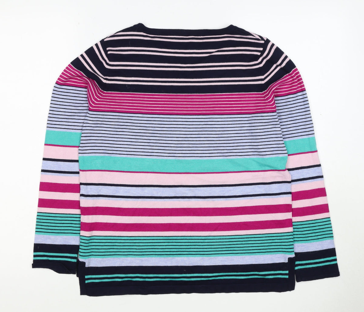M&Co Women’s Multicoloured Striped Viscose Knit Pullover Jumper UK 14 Petite