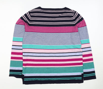 M&Co Women’s Multicoloured Striped Viscose Knit Pullover Jumper UK 14 Petite
