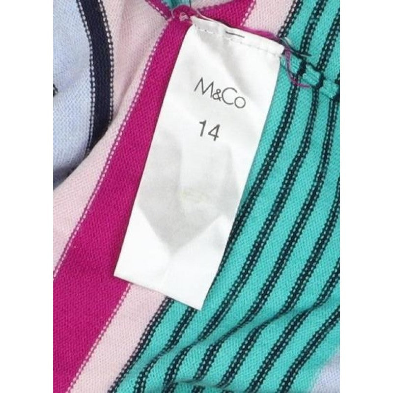 M&Co Women’s Multicoloured Striped Viscose Knit Pullover Jumper UK 14 Petite
