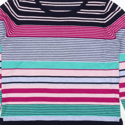 M&Co Women’s Multicoloured Striped Viscose Knit Pullover Jumper UK 14 Petite