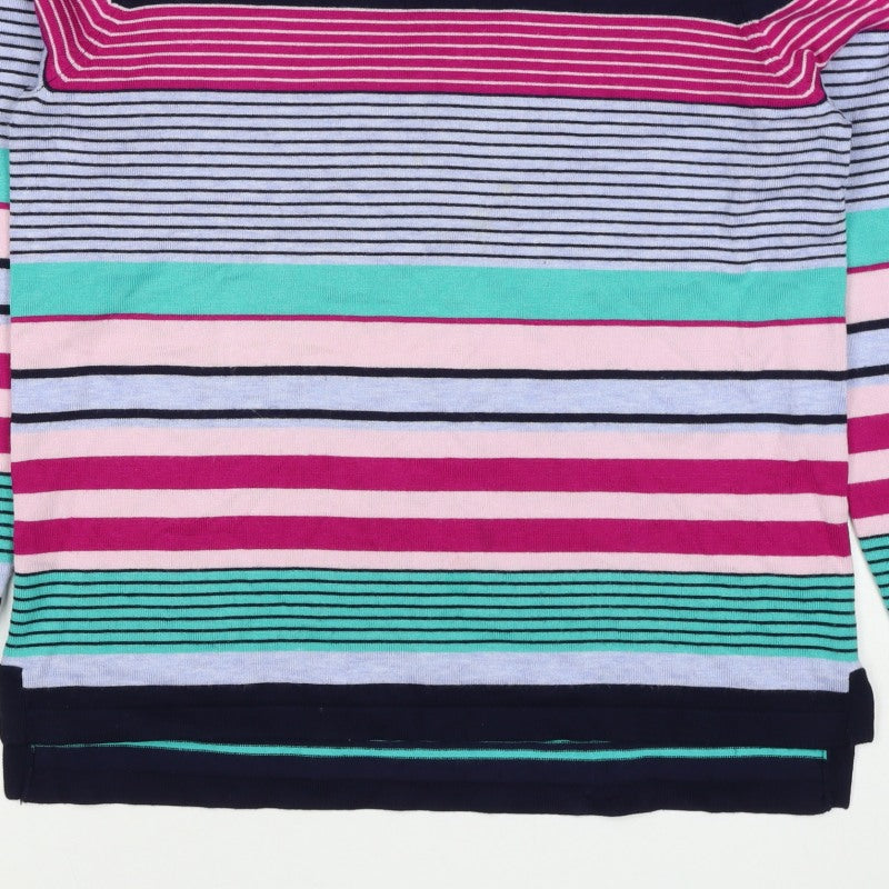M&Co Women’s Multicoloured Striped Viscose Knit Pullover Jumper UK 14 Petite
