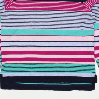 M&Co Women’s Multicoloured Striped Viscose Knit Pullover Jumper UK 14 Petite