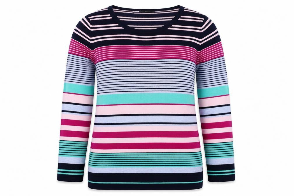M&Co Women’s Multicoloured Striped Viscose Knit Pullover Jumper UK 14 Petite