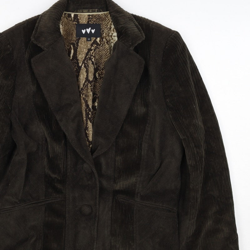 ♥♥♥ Women’s Brown Corduroy Blazer Size 12 Snake Lined One Button