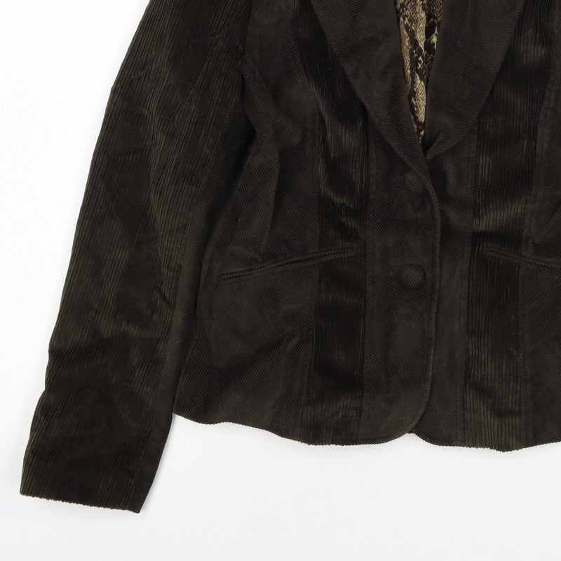 ♥♥♥ Women’s Brown Corduroy Blazer Size 12 Snake Lined One Button