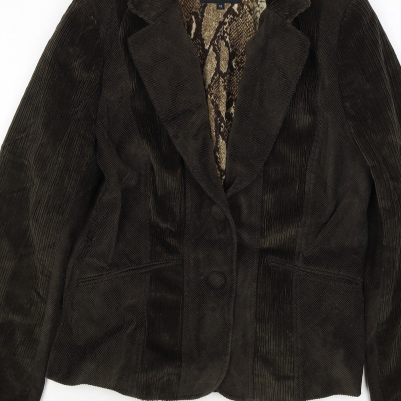 ♥♥♥ Women’s Brown Corduroy Blazer Size 12 Snake Lined One Button