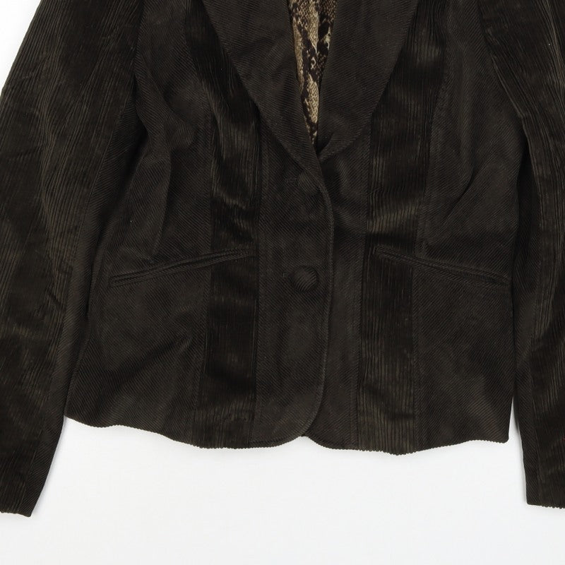 ♥♥♥ Women’s Brown Corduroy Blazer Size 12 Snake Lined One Button